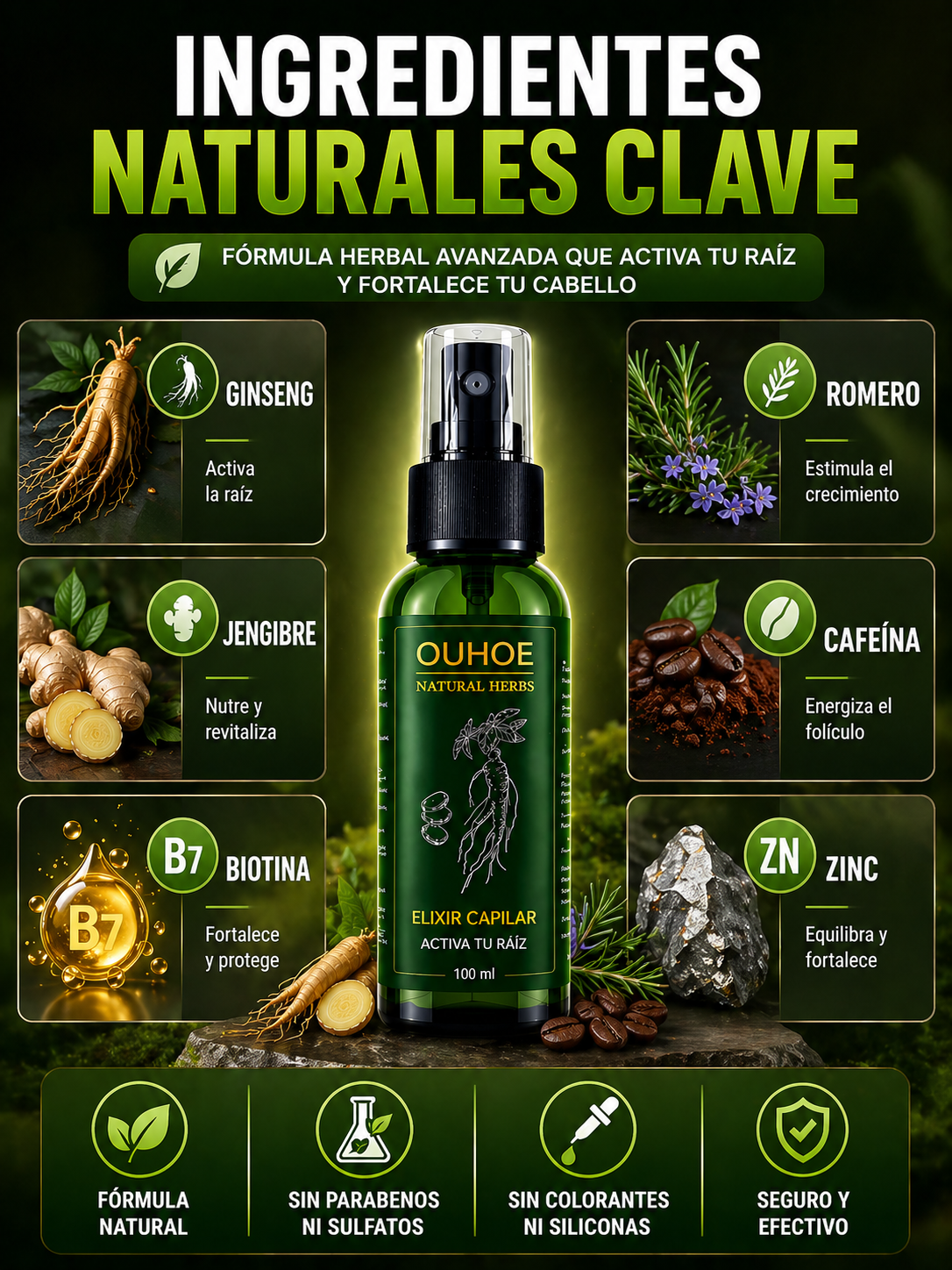 OUHOE ELIXIR DE CRECIMIENTO 🌿 | Activa tu raíz y fortalece tu cabello ✨